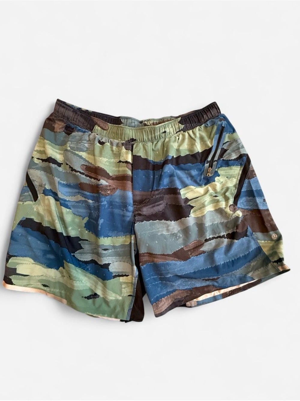 lululemon athletica Men's Blue & Green Camouflage Athletic Shorts